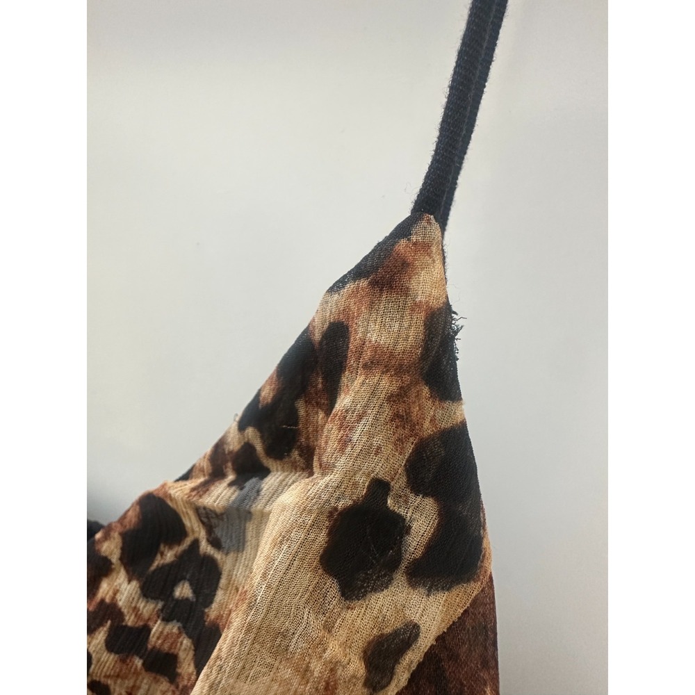 New With Defects Anthropologie Ruffled Chiffon Maxi Dress Leopard Animal Print M - Picture 11 of 16